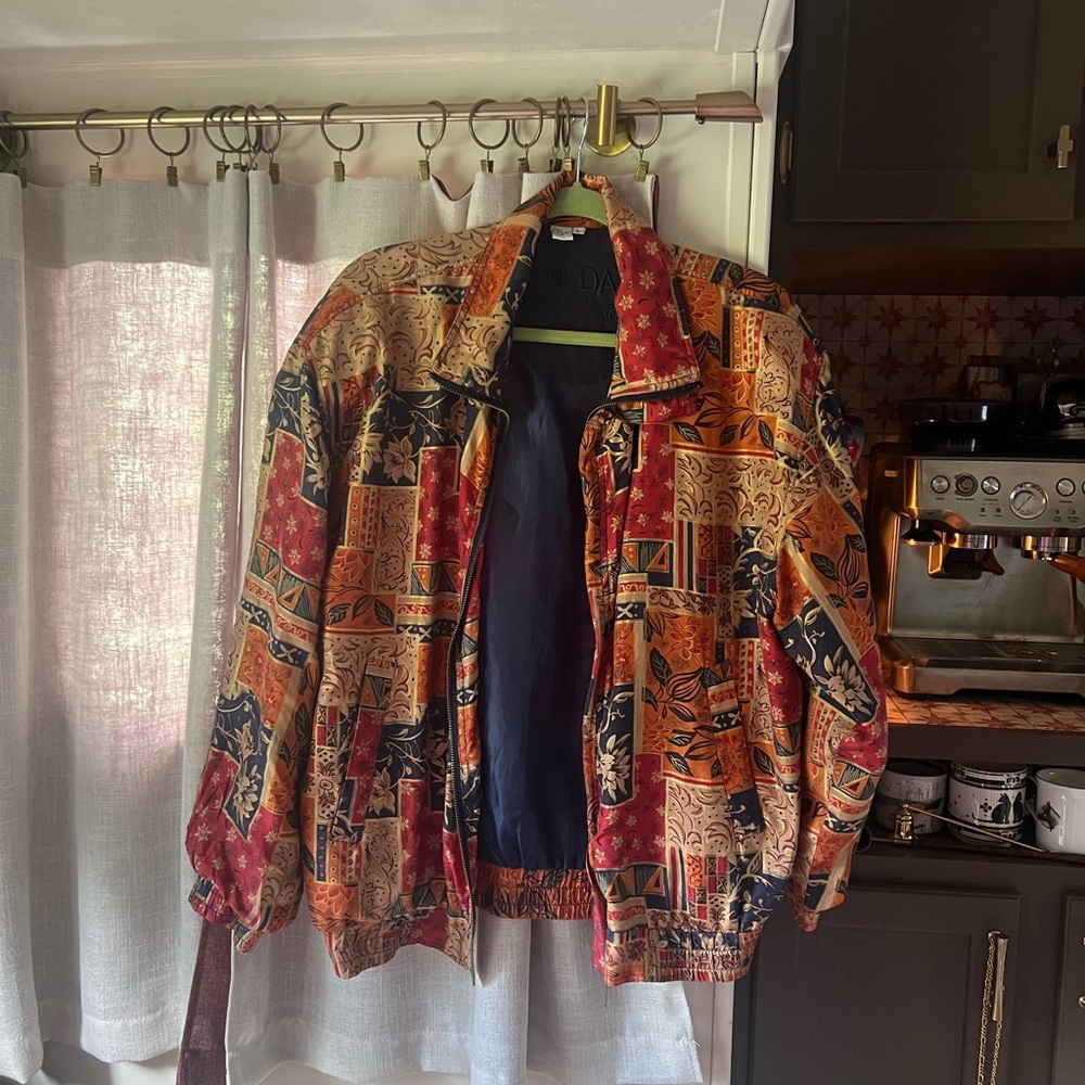 Vintage FUDA International 100% Silk Bomber Jacket